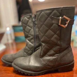 Dark grey boots with zipper and buckle (size 8 1/2 women)